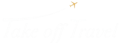 take off travel logo white